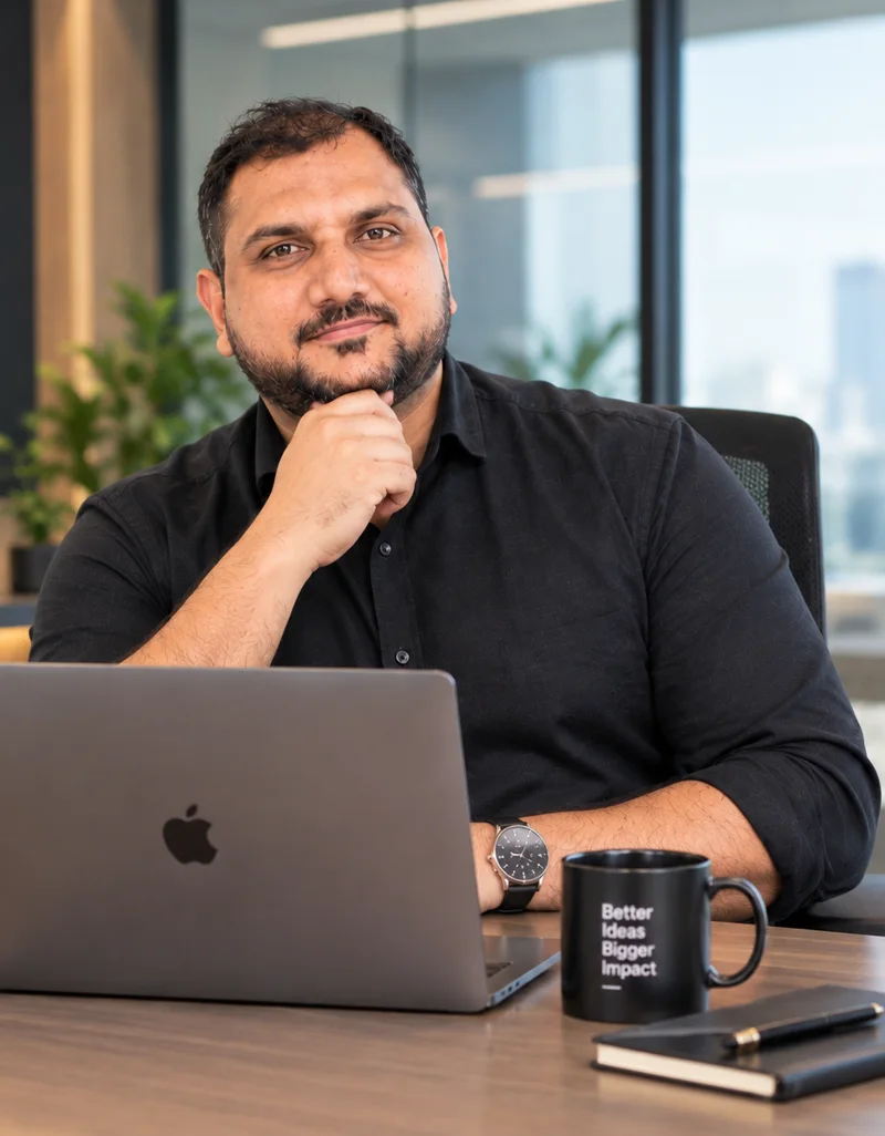 Sikandar Javid at his desk